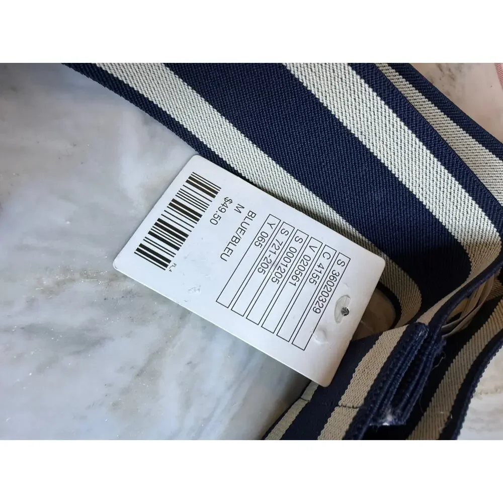 Anthropologie Stretchy Preppy Statement Belt Blue Cream M